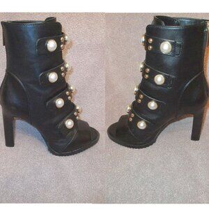 Karl Lagerfeld Leather Boots Size 6 Gladiator Witch Steampunk Mistress Baddie